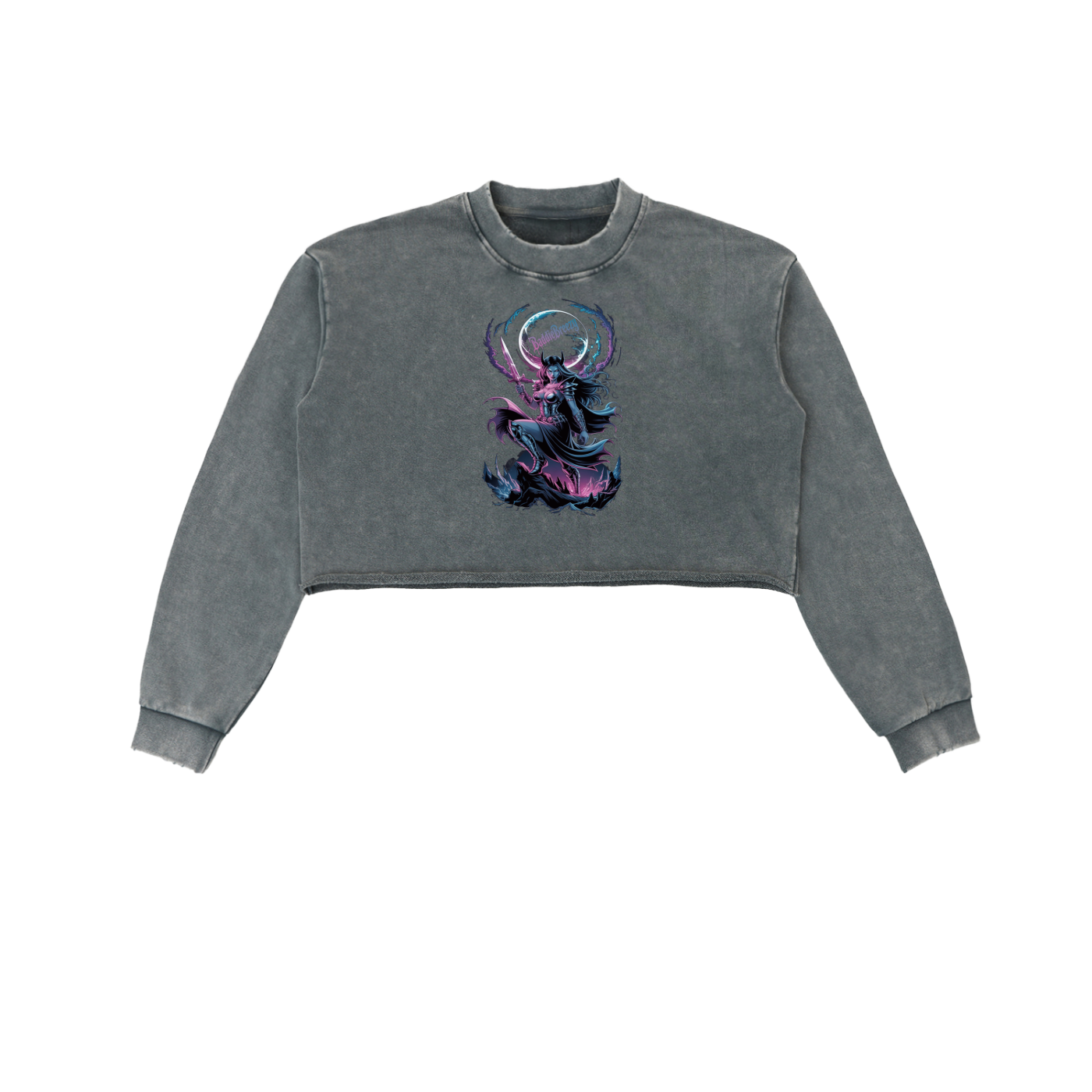 BaddieBreezy Snow Washed Raw Edge Cropped Sweatshirt