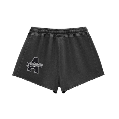 Aonaran 1 OFF Snow Washed Raw Edge Drawstring Shorts