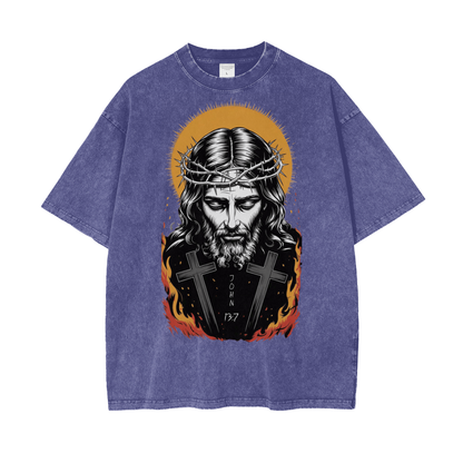 Jesus is King Oversize Snow Washed T-Shirt