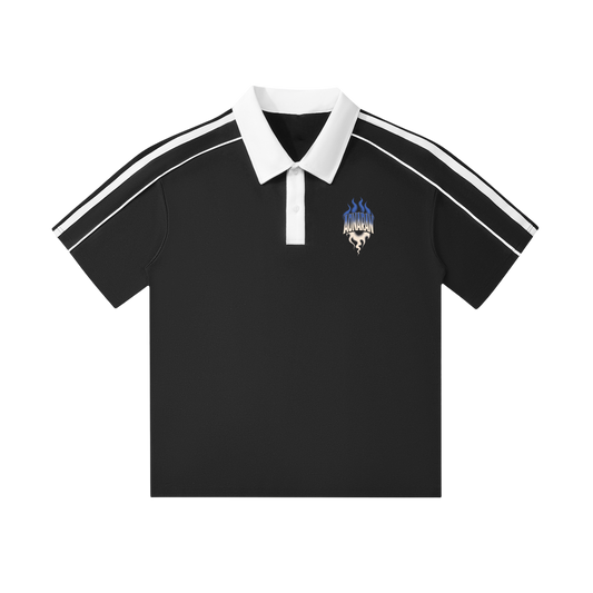 Aonaran Varsity Contrast Collar Short-Sleeve Polo Shirt