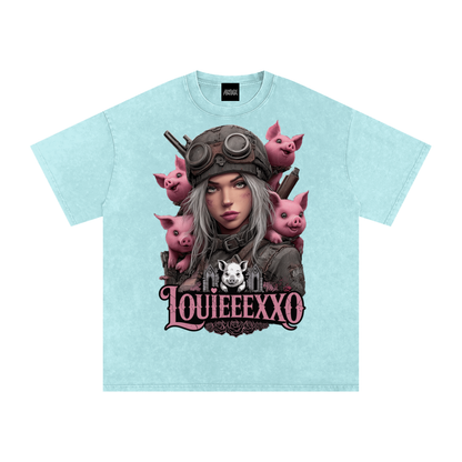 Louieeexxo Snow Washed Oversized Cotton T-Shirt