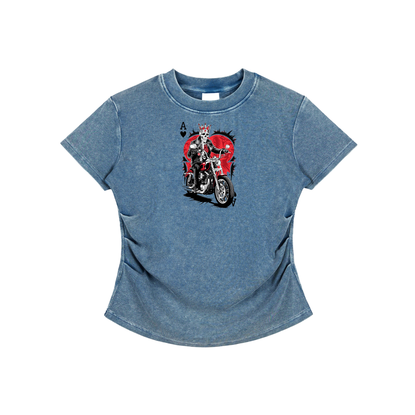 Aonaran Ace Vintaged-Wash Bodycon Cotton T-Shirt