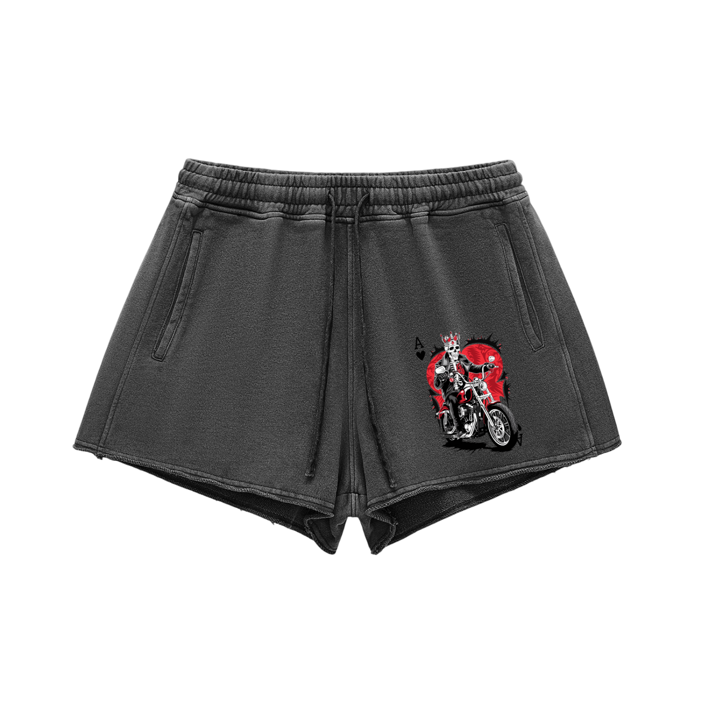 Aonaran Ace Snow Washed Raw Edge Drawstring Shorts