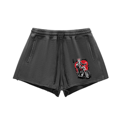 Aonaran Ace Snow Washed Raw Edge Drawstring Shorts