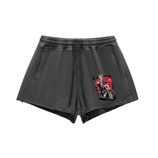 Aonaran Ace Snow Washed Raw Edge Drawstring Shorts