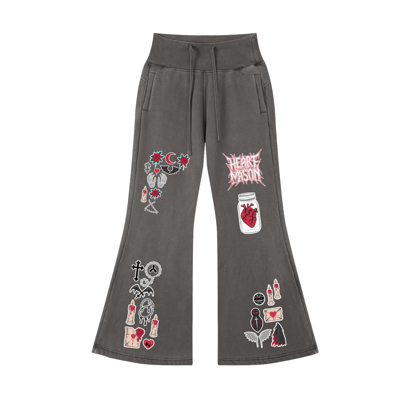 Heart Mason Vintage Washed Flared Fleece Pants