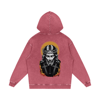 Jesus is King Acid Wash Oversize Hoodie