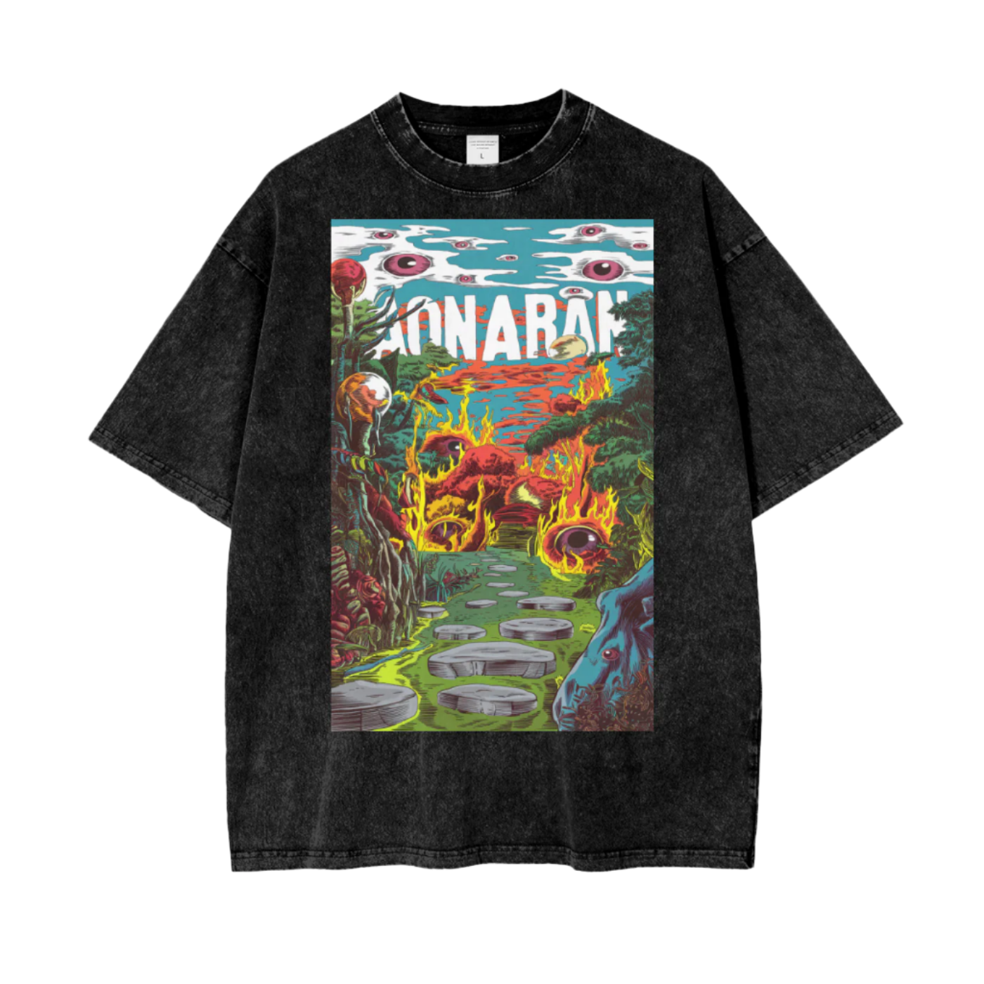Aonaran Graphic Acid Wash Oversize T-Shirt
