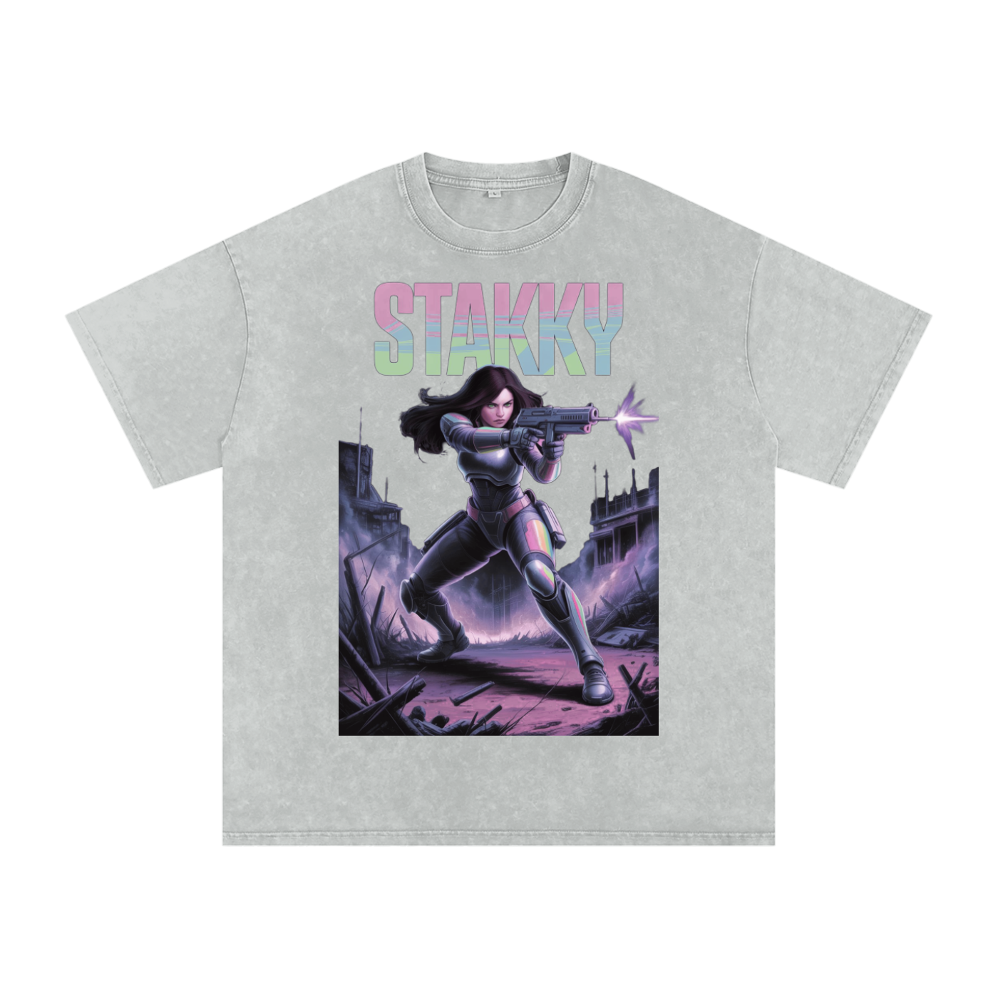 Stakky Season 2 Acid Wash Oversize T-Shirt