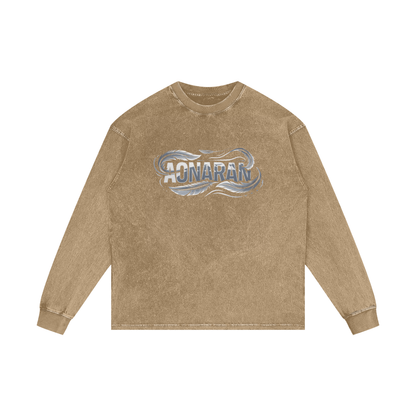 Aonaran Elementals Acid Wash Oversize Long Sleeve T-Shirt