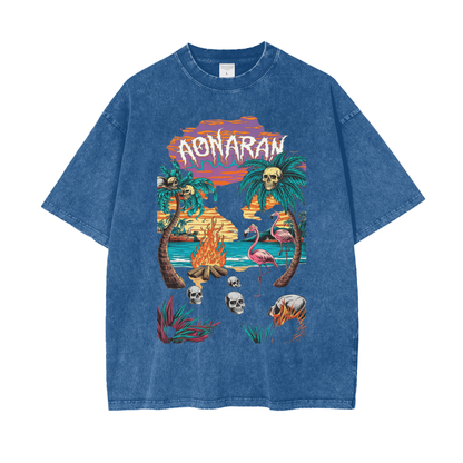 Aonaran Graphic Acid Wash Oversize T-Shirt