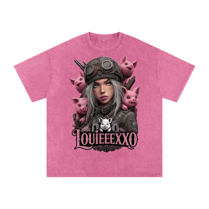 Louieeexxo Snow Washed Oversized Cotton T-Shirt