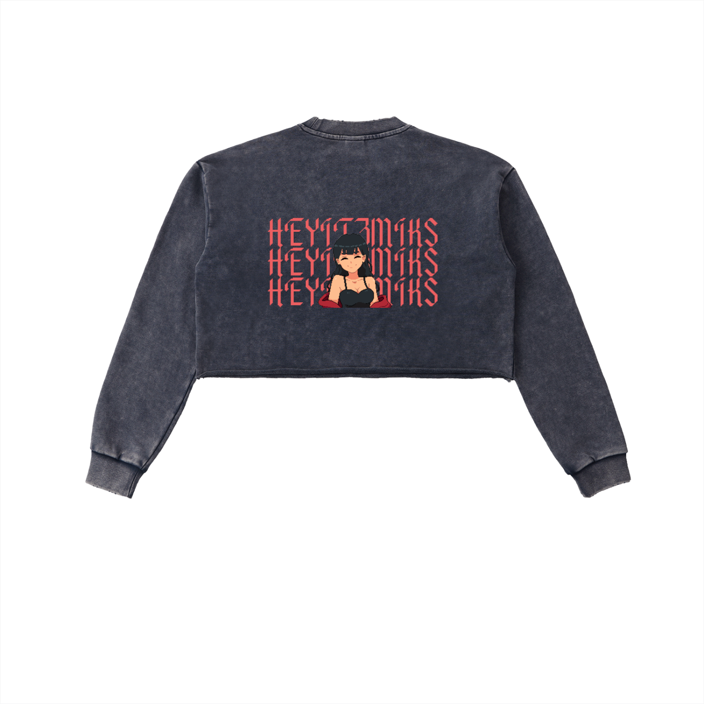 Heyitzmiks Snow Washed Raw Edge Cropped Sweatshirt