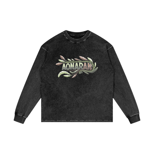 Aonaran Elementals Acid Wash Oversize Long Sleeve T-Shirt