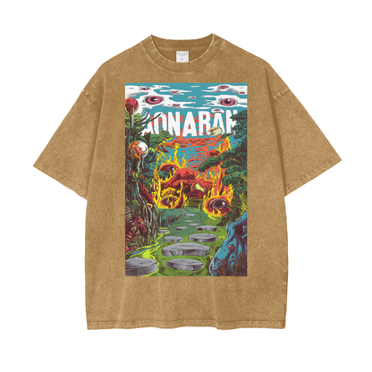 Aonaran Graphic Acid Wash Oversize T-Shirt