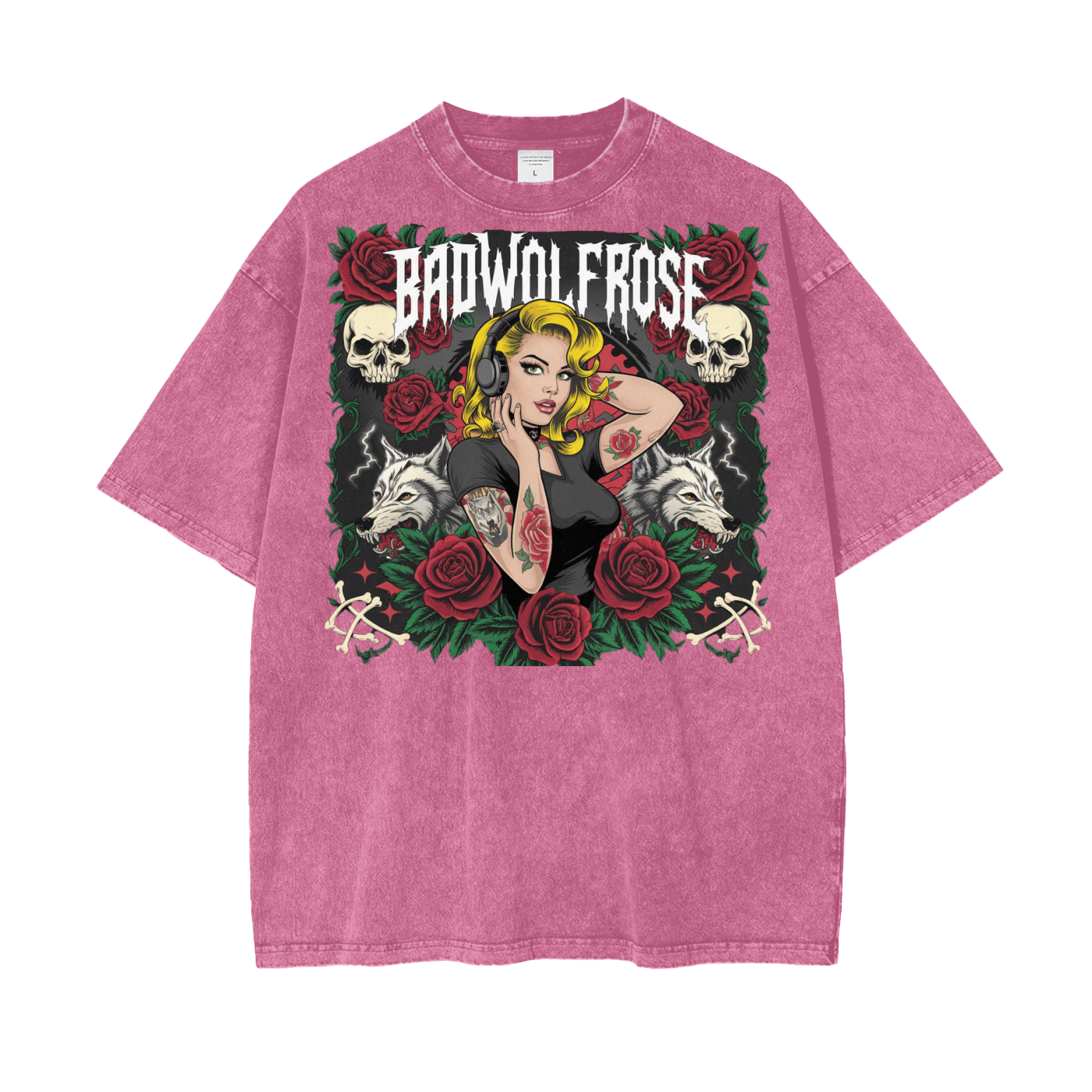 BadWolfRose Oversize Snow Washed T-Shirt