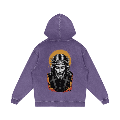 Jesus is King Acid Wash Oversize Hoodie