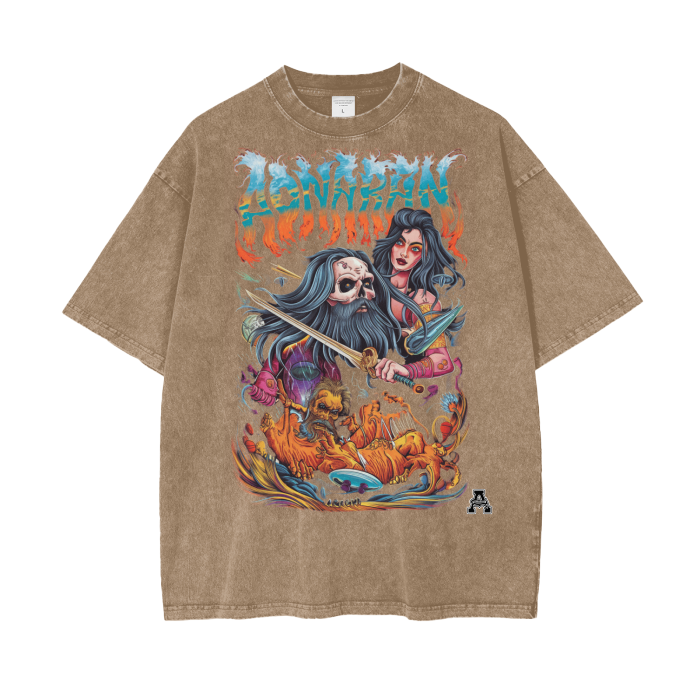 Aonaran Graphic Acid Wash Oversize T-Shirt