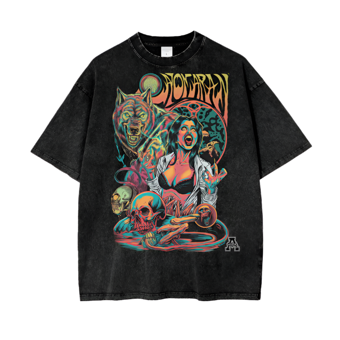 Aonaran Graphic Acid Wash Oversize T-Shirt