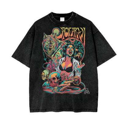 Aonaran Graphic Acid Wash Oversize T-Shirt