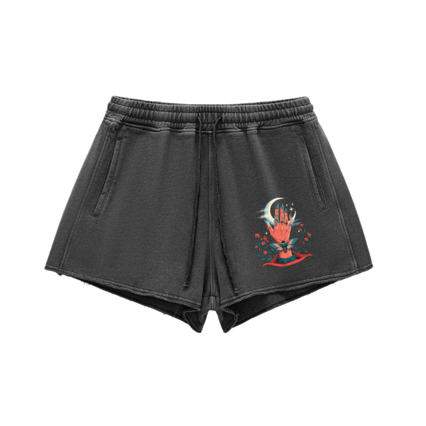 Aonaran 1 OFF Snow Washed Raw Edge Drawstring Shorts
