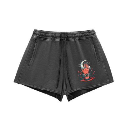 Aonaran 1 OFF Snow Washed Raw Edge Drawstring Shorts