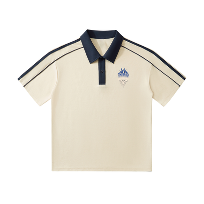 Aonaran Varsity Contrast Collar Short-Sleeve Polo Shirt