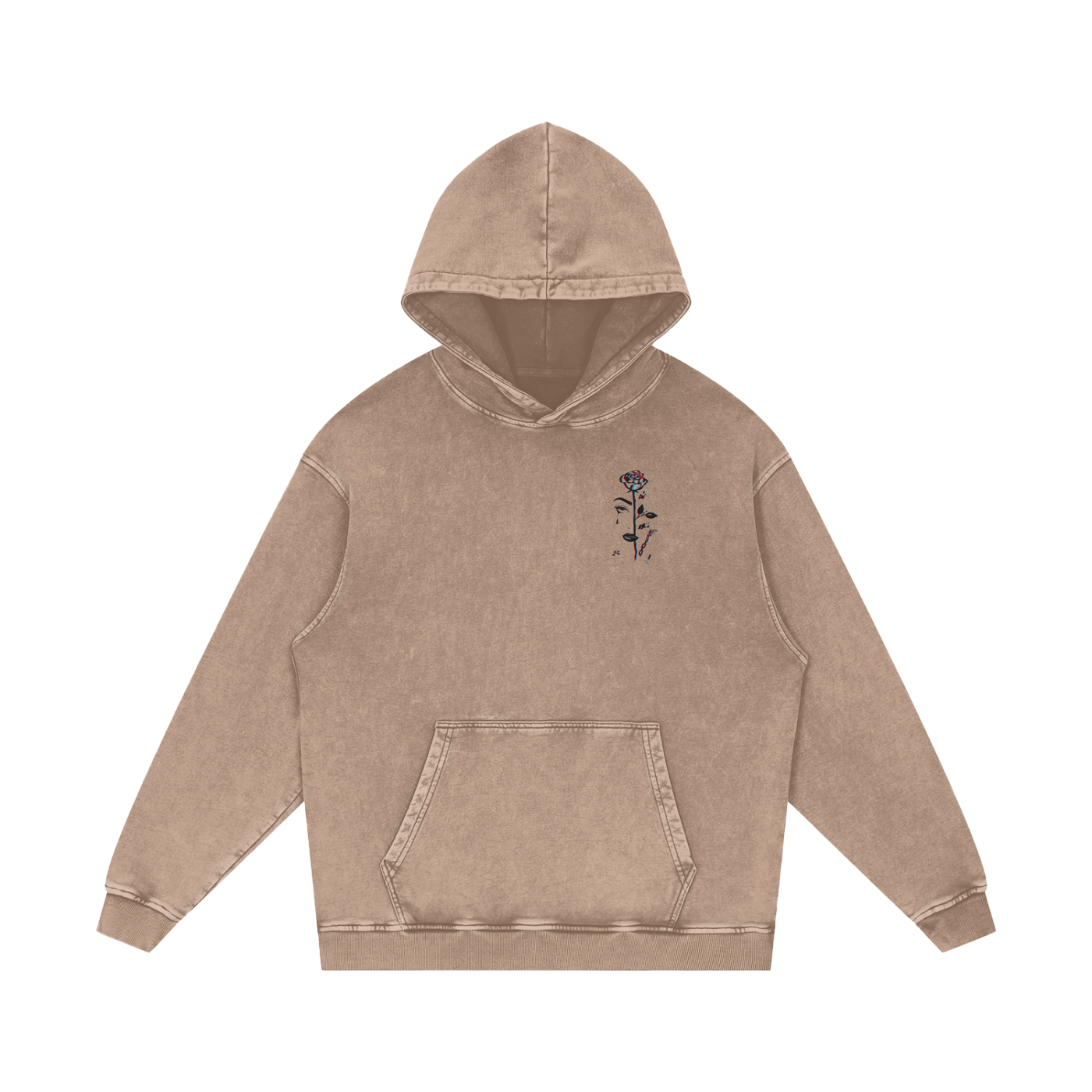 Aonaran 3D Bone Acid Wash Oversize Hoodie