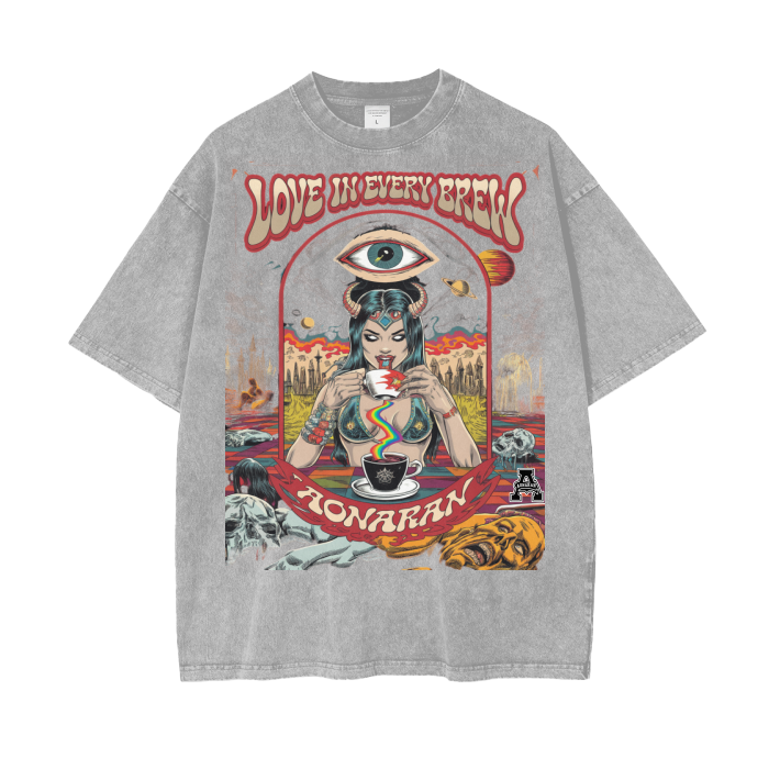 Aonaran Graphic Acid Wash Oversize T-Shirt