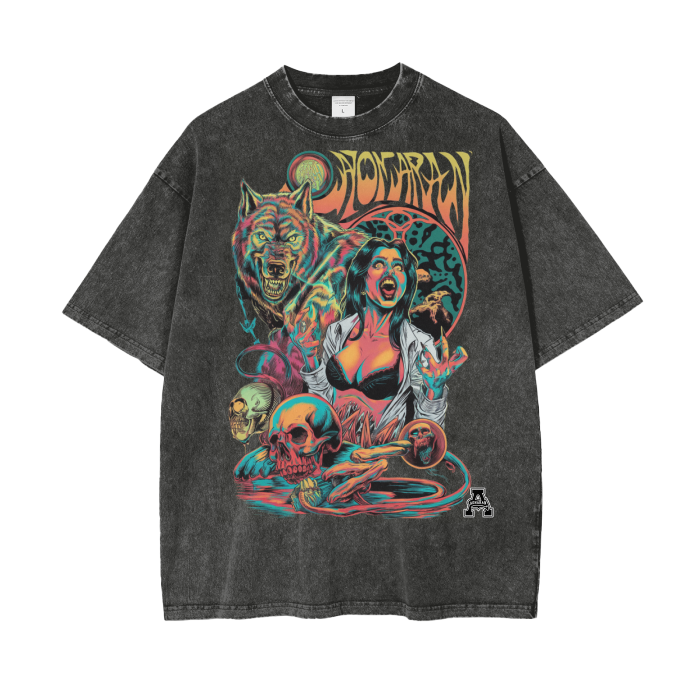 Aonaran Graphic Acid Wash Oversize T-Shirt