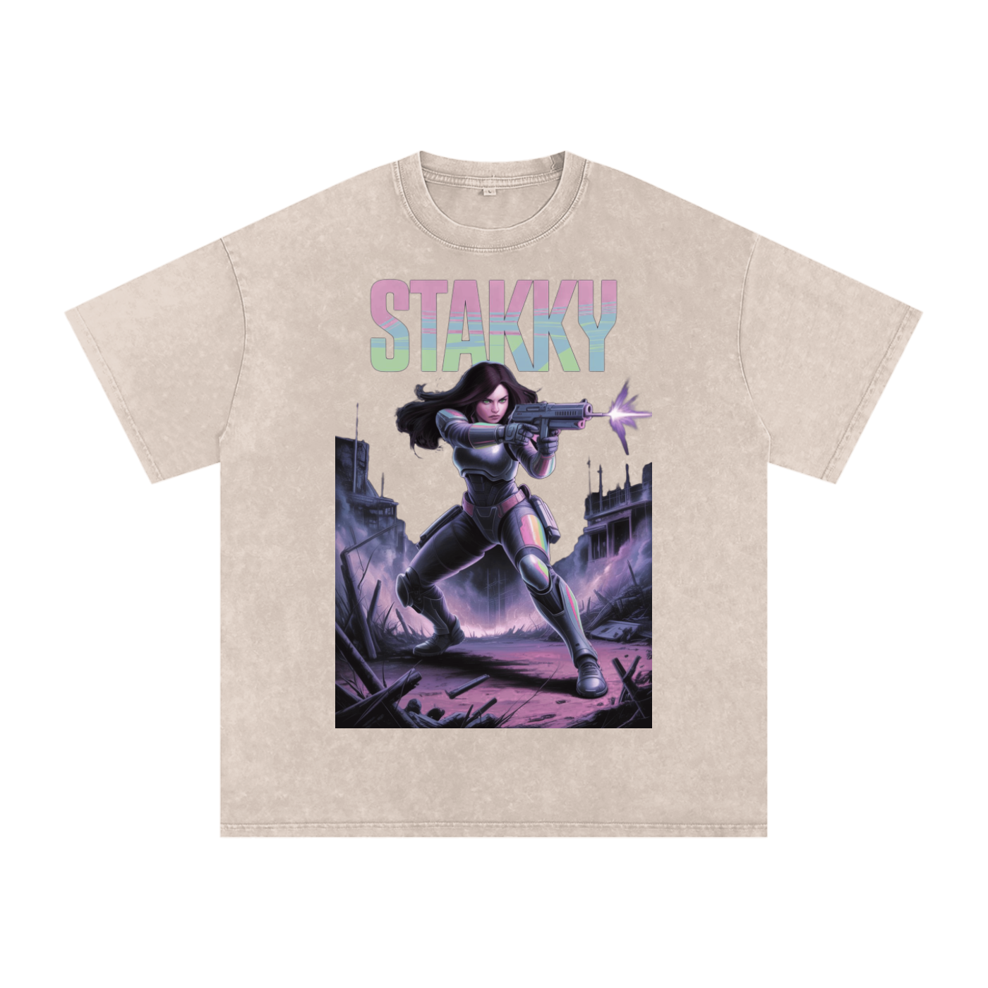 Stakky Season 2 Acid Wash Oversize T-Shirt