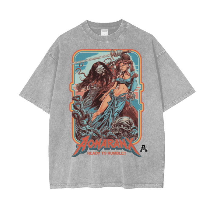 Aonaran Graphic Acid Wash Oversize T-Shirt