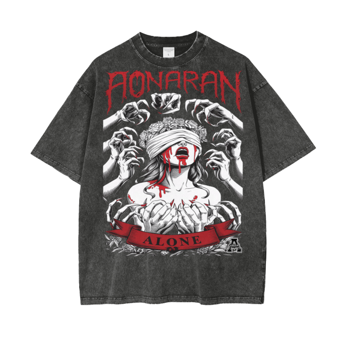 Aonaran Graphic Acid Wash Oversize T-Shirt