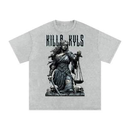 killakyls Snow Washed Oversized Cotton T-Shirt