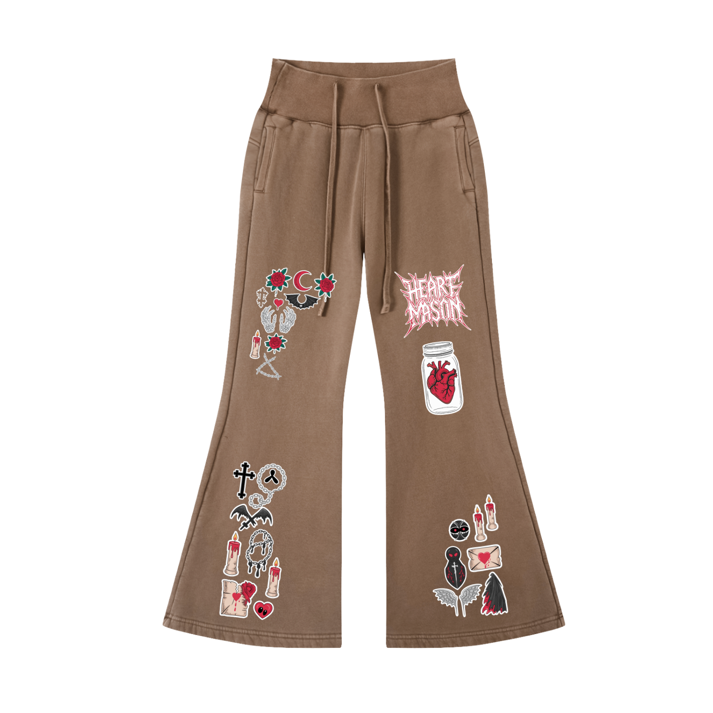 Heart Mason Vintage Washed Flared Fleece Pants