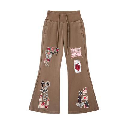 Heart Mason Vintage Washed Flared Fleece Pants
