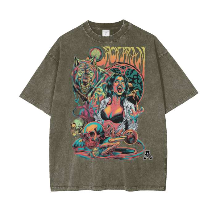 Aonaran Graphic Acid Wash Oversize T-Shirt