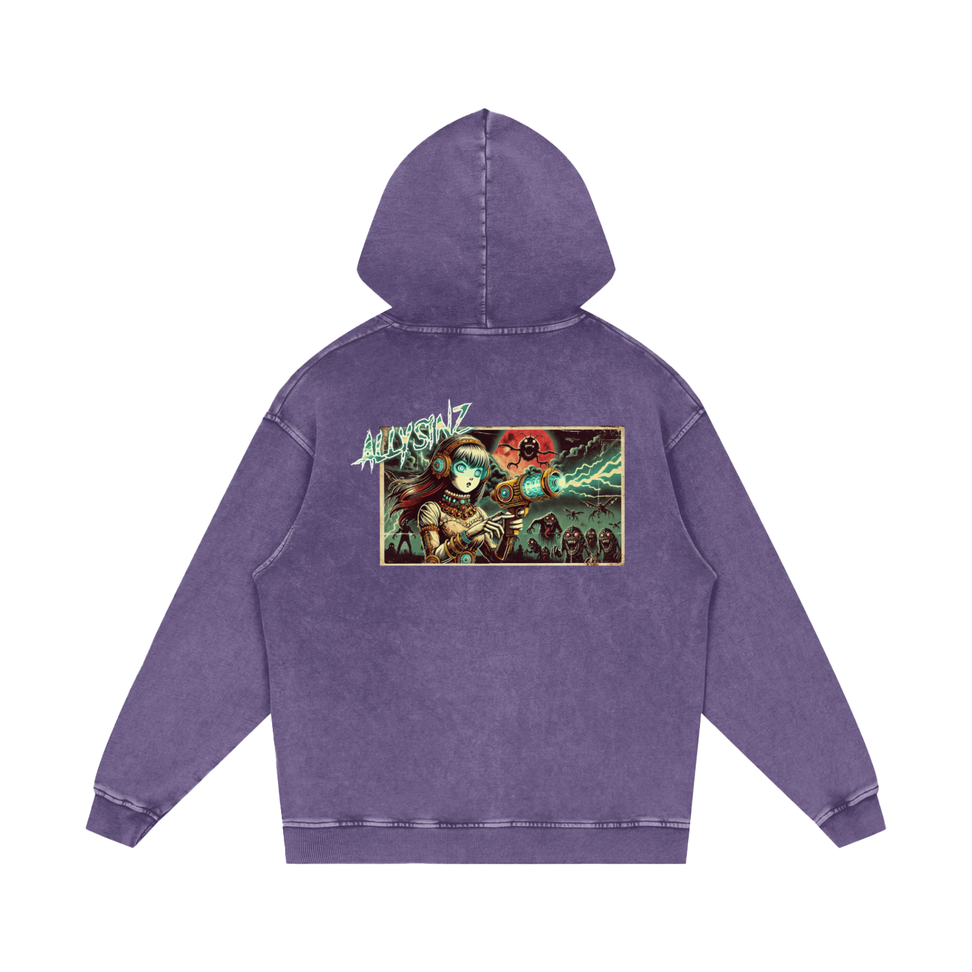 Allysinz Acid Wash Oversize Hoodie