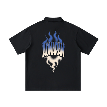 Aonaran Varsity Loose Cotton Short-Sleeve Polo Shirt