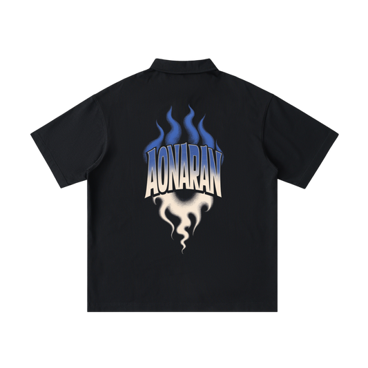 Aonaran Varsity Loose Cotton Short-Sleeve Polo Shirt