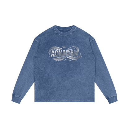 Aonaran Elementals Acid Wash Oversize Long Sleeve T-Shirt
