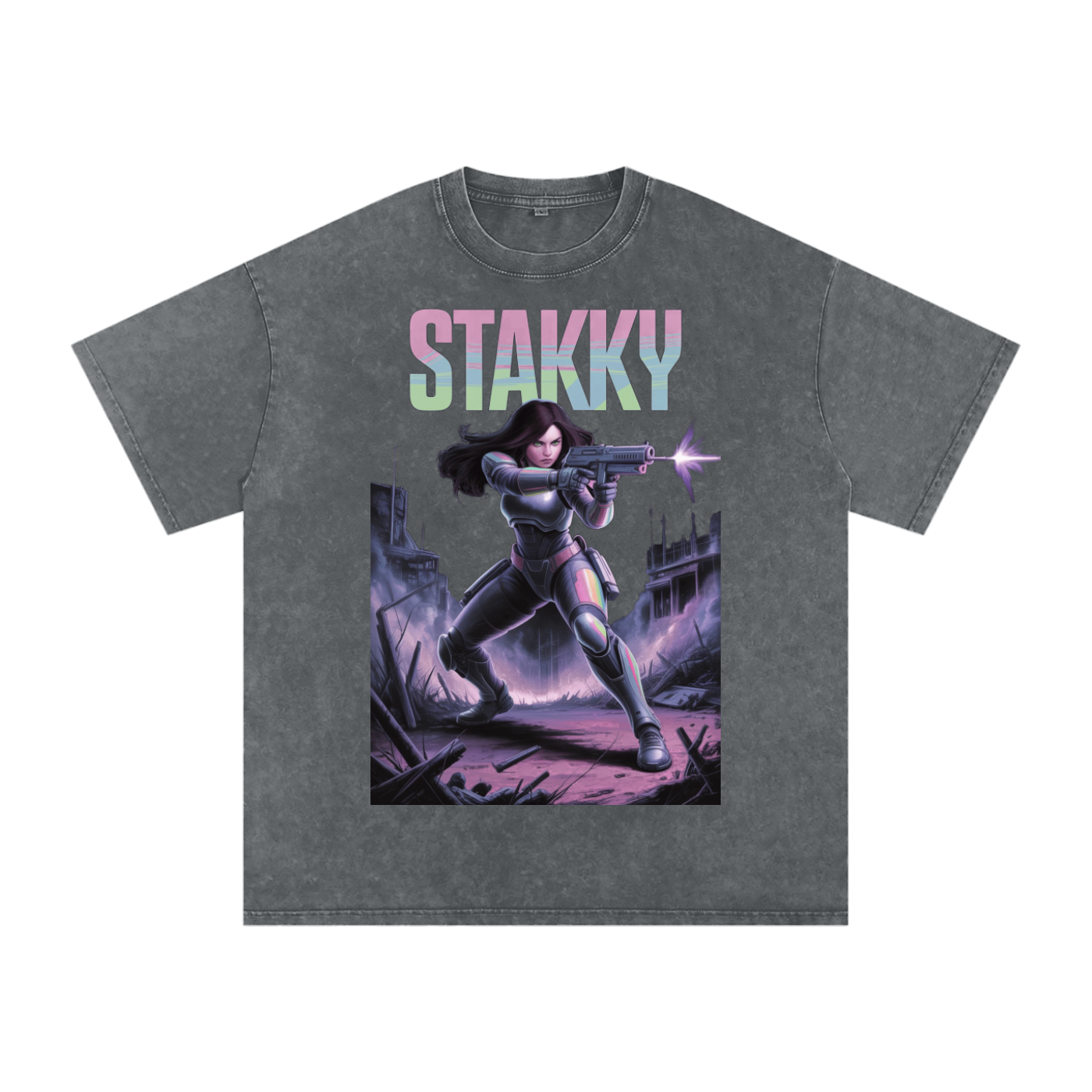 Stakky Season 2 Acid Wash Oversize T-Shirt