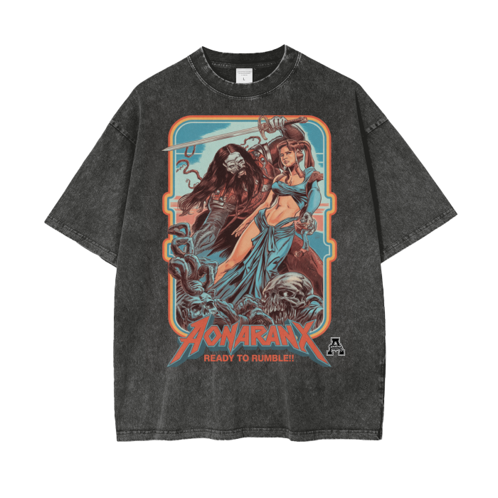 Aonaran Graphic Acid Wash Oversize T-Shirt