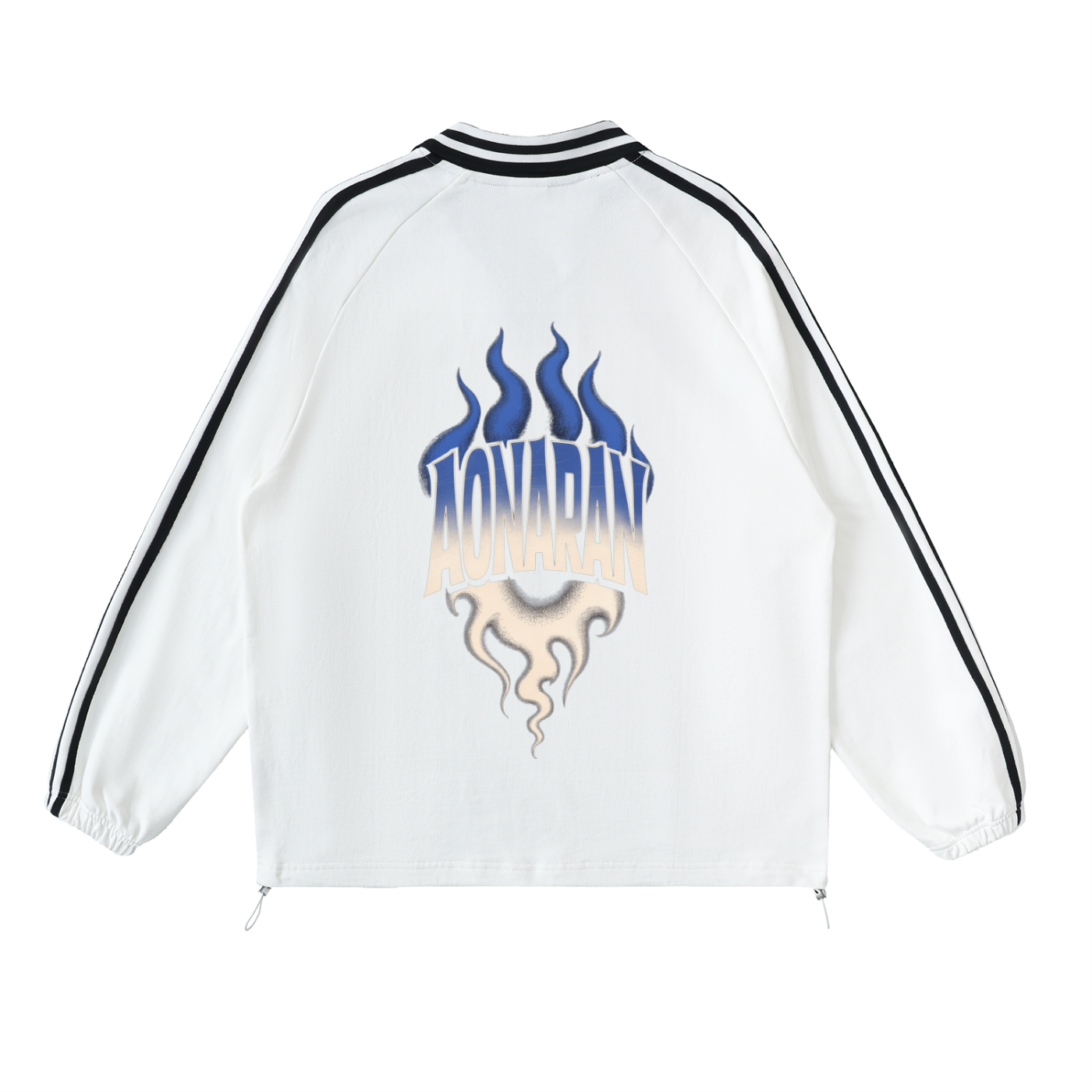 Aonaran Varsity Contrast Striped Lapel Collar Sweatshirt