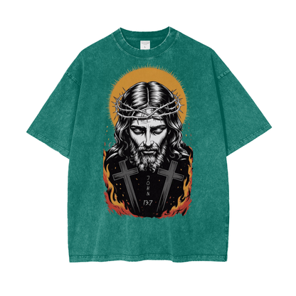 Jesus is King Oversize Snow Washed T-Shirt