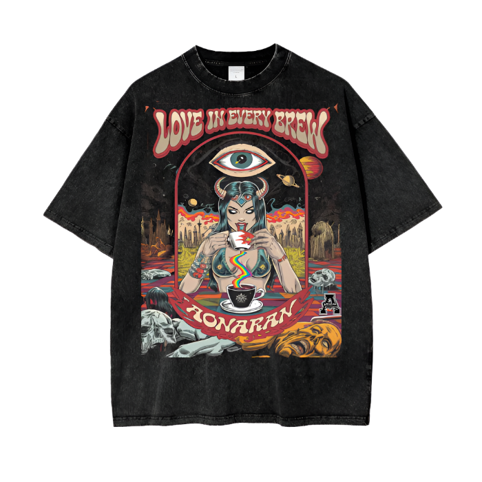 Aonaran Graphic Acid Wash Oversize T-Shirt