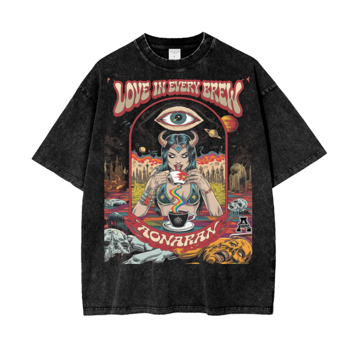 Aonaran Graphic Acid Wash Oversize T-Shirt
