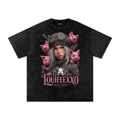 Louieeexxo Snow Washed Oversized Cotton T-Shirt