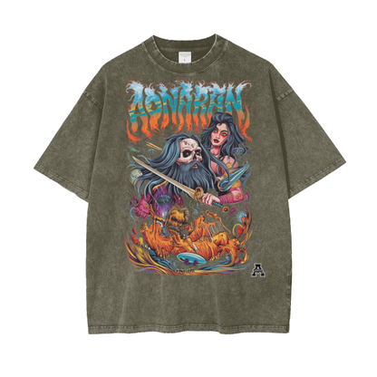 Aonaran Graphic Acid Wash Oversize T-Shirt