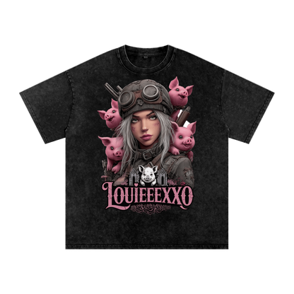 Louieeexxo Snow Washed Oversized Cotton T-Shirt